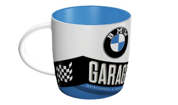 ماگ قهوه دسته دار بی ام سفید و آبی با طرح و لوگوی BMW